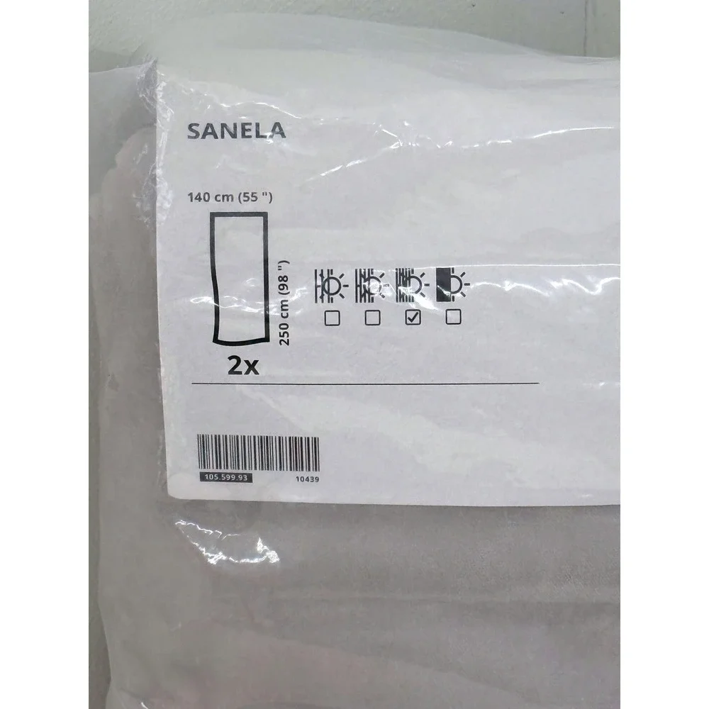 IKEA Sanela Room Darkening Curtains 1 Pair 55x98 Light Gray Velvet 105.599.93